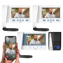 Vídeo Porteiro 3 Pontos Com Wifi HDL Connect Aplicativo Celular Viva-Voz Touchscreen