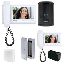 Video Porteiro Interfone Campainha Com Fio Camera Intelbras 2 Telas e Fechadura Eletroima
