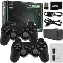Videogame Stick 4K 64gb 2 Controles Sem Fio Console Portatil Jogos Retro Antigo