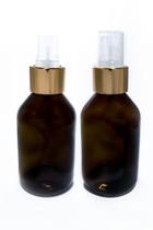 Vidro Âmbar de 100 ml com Spray Luxo Dourada 24/410- Kit10