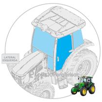 Vidro da Porta Esquerda para Trator John Deere 5078E, 5085E e 5090E - Temperado Verde