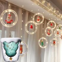 Vidro de cristal com parede dupla Natal + lâmpada de decoração
