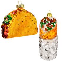 Vidro de Natal Soprado Ornamento Taco e Burrito Set Árvore de Natal Artesanal Decoração Festa de Natal - JOYIN