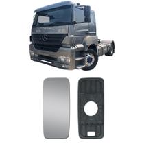 Vidro espelho retrovisor principal plano c/ base c/ desembaçador bilateral caminhão mb axor / atego 2007 a 2013