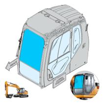 Vidro Para-brisa Superior Temperado com Furo para Escavadeira Case CX220B