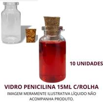 Vidro Penicilina 15Ml C/Rolha - 10Unidades - Primer Essencias