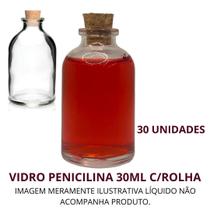 Vidro Penicilina 30Ml C/Rolha - 30Unidades