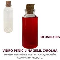 Vidro Penicilina 35Ml C/Rolha - 50Unidades