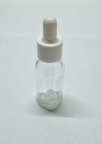 Vidro Transparente - 20ml (40 peças) - com tampa branca sem lacre, bulbo branco e pipeta conta gota