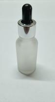 Vidro Transparente Fosco-20ml (40 peças)-c/ tampa prata s/ lacre, bulbo preto e pipeta conta gota