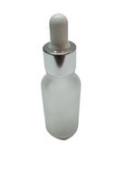 Vidro Transparente Fosco - 20ml (40 peças) - com tampa prata sem lacre, bulbo branco e pipeta conta gota
