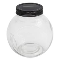 Vidro transparente Piggy Bank Mczxon com tampa preta com fenda 1L Vidro transparente Piggy Bank Mczxon com tampa preta com fenda 1L