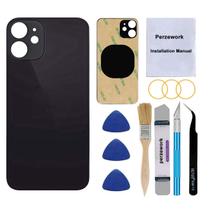 Vidro traseiro Perzework para iPhone 12 de 6,1 polegadas preto com kit de ferramentas Vidro traseiro Perzework para iPhone 12 de 6,1 polegadas preto com kit de ferramentas