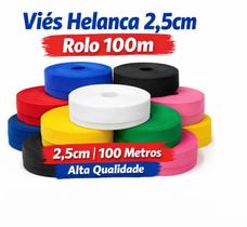 Viés de Helanca 2,5cm Rolo 90 a 100m Ideal para Tapete Frufru e Costura