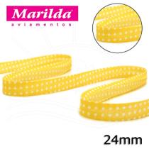 Viés Estampado Fino 24mm 20 metros - Bolinha Amarela