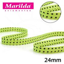 Viés Estampado Fino 24mm 20 metros - Bolinha Marrom/Verde - Marilda