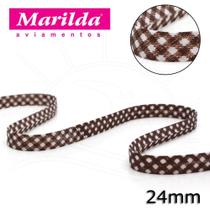 Viés Estampado Fino 24mm 20 metros - Xadrez Marrom Viés Estampado Fino 24mm 20 metros - Xadrez Marrom