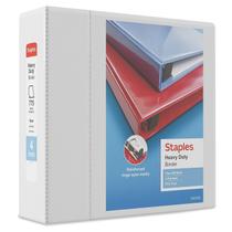 View Binder Staples Heavy-Duty 4 polegadas e 3 anéis brancos 4/caixa
