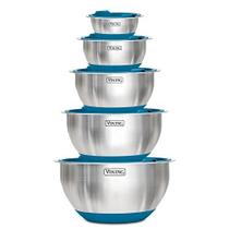 Viking Culinary 10-Piece Inoxidável Conjunto de tigela de aço, teal (40015-9990TPLT1)