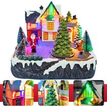 Vila Natal Natalina Cenário Com Movimento Decoração Neve Papai Noel Neve