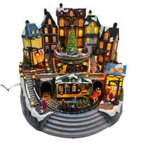 Vila natalina árvore e trem giratório - musical - iluminação - bivolt