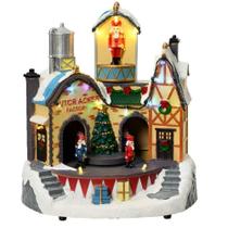 Vila Natalina Cenario Arvore Natal Quebra Nozes Fabrica Som Led Movimento Decoraçao Loja Casa Festa Evento Recepçao