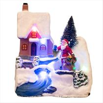 Vila Natalina Cenário de Natal Noel Com Luz E Movimento 14cm Vila Natalina Cenário de Natal Noel Com Luz E Movimento 14cm