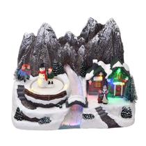 Vila natalina com montanha e boneco de neve giratorio Vila natalina com montanha e boneco de neve giratorio