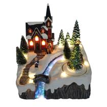 Vila Natalina Lago Resina C/ Led e Som 20,5x17x21cm - Niazitex