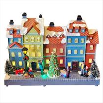 Vila Natalina LED C/ Movimento Cenário de Natal A Pilha 28cm Vila Natalina LED C/ Movimento Cenário de Natal A Pilha 28cm