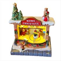 Vila Natalina LED Luz Movimento Cenário de Natal A Pilha 3AA - 18cm