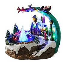 Vila Natalina Musical Mini Cenário Natal Com LED e Fonte de Água Decoração de Mesa