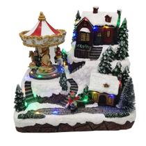 Vila Natalina No Gelo Resina C/ Led e Som 22,5x15,5x20,5cm Vila Natalina No Gelo Resina C/ Led e Som 22,5x15,5x20,5cm