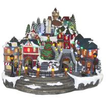 Vila natalina trem resina c/led e som 38x42x37cm