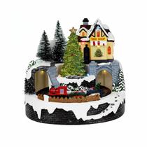 Vila Natalina Trenzinho Com Luz E Movimento 18cm Vila Natalina Trenzinho Com Luz E Movimento 18cm