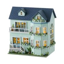Vila Princesa Rosa DIY Mini Casa De Bonecas De Madeira Modelo De Montagem Quebra-Cabeça 3D Com