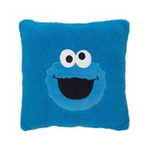 Vila Sésamo Cookie Monster Blue Super Soft Sherpa Toddler Pillow com Applique, Azul / Branco / Preto