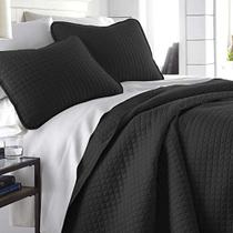 Vilano Springs, Qualidade Premium, Macio, Ruga, Fade, & Resistente a Manchas, Easy Case, Conjunto de Capa de Colcha Oversized com 1 Quilt Set e 2 Shams, Full / Queen, Black