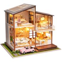 Villa em miniatura Dollhouse Spilay DIY com móveis, LED 1:24