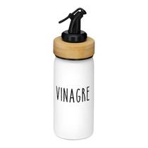 Vinagreiro Porta Vinagre Com Bico Dosador Em Vidro Tingido Branco E Bambu Natural Vinagreiro Porta Vinagre Com Bico Dosador Em Vidro Tingido Branco E Bambu Natural