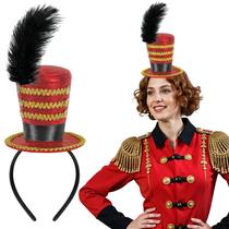 Vincha Mini Sombrero de Maestro de Ceremonias Circo Rojo para Halloween Vincha Mini Sombrero de Maestro de Ceremonias Circo Rojo para Halloween