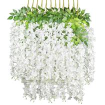 Vinha de flores artificiais GPARK Wisteria, pacote com 12 unidades, 45 polegadas, branca Vinha de flores artificiais GPARK Wisteria, pacote com 12 unidades, 45 polegadas, branca