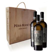 Vinho Branco Português Pera Manca + Cx Madeira 750ml Kit 3un