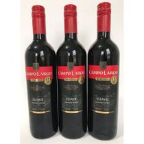 Vinho Campo Largo Tinto Suave Serra Gaúcha - Kit 3 Vinhos Tinto Suave Campo Largo Garrafa 750ml