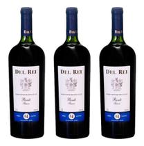 Vinho de Mesa Del Rei Tinto Suave Bordô - Kit 3 Garrafas de 1 Litro de Vinho Del Rei Tinto Suave
