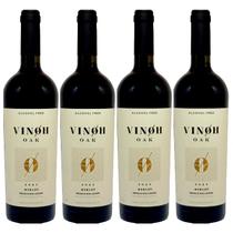 Vinho Sem Álcool Tinto Seco Merlot Vinoh OAK - 750mL - Nacional - 04 unidades