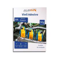 Vinil Adesivo A4 90g Fosco Branco Matte Jato De Tinta 50 Fls