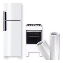 Vinil Adesivo Branco Envelopa Geladeira Fogão 5m x 50cm Vinil Adesivo Branco Envelopa Geladeira Fogão 5m x 50cm