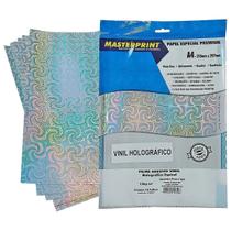 Vinil Adesivo Holográfico Espiral Brilhante A4 135g À Prova D'Água Filme Adesivo PVC com 10 Folhas Masterprint Vinil Adesivo Holográfico Espiral Brilhante A4 135g À Prova D'Água Filme Adesivo PVC com 10 Folhas Masterprint