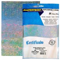 Vinil Adesivo Holográfico Mix Brilhante A4 135g À Prova D'Água Filme Adesivo PVC Glossy com 10 Folhas Masterprint